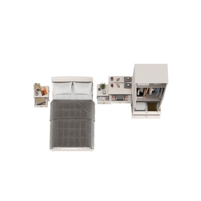 Афина Спальня 22-1200, цвет кашемир серый, сп.м. 1200х2000 мм., б/м, основание есть - фанера