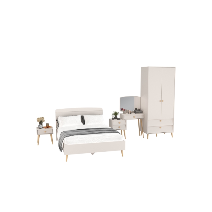 Афина Спальня 22-1400, цвет кашемир серый, сп.м. 1400х2000 мм., б/м, основание есть - фанера