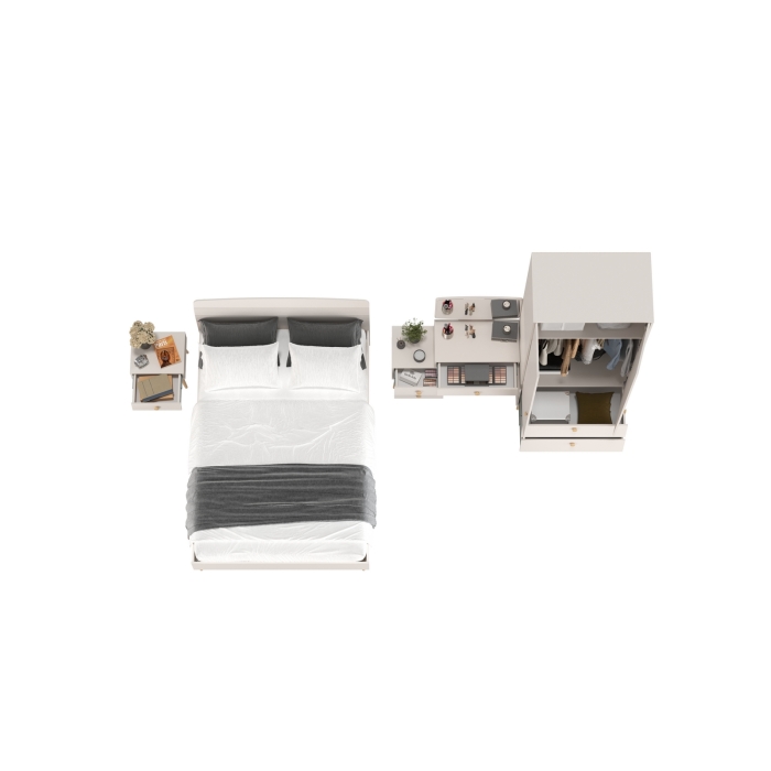 Афина Спальня 22-1400, цвет кашемир серый, сп.м. 1400х2000 мм., б/м, основание есть - фанера