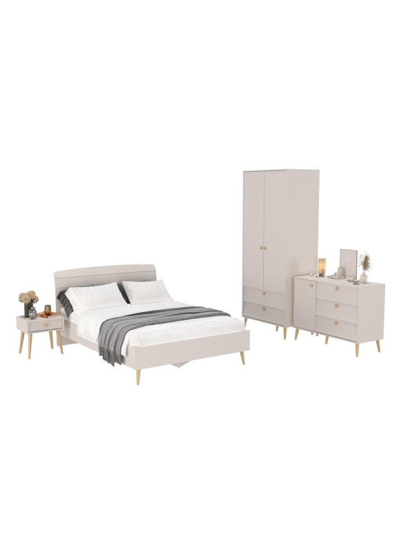 Афина Спальня 23-1400, цвет кашемир серый, сп.м. 1400х2000 мм., б/м, основание есть - фанера