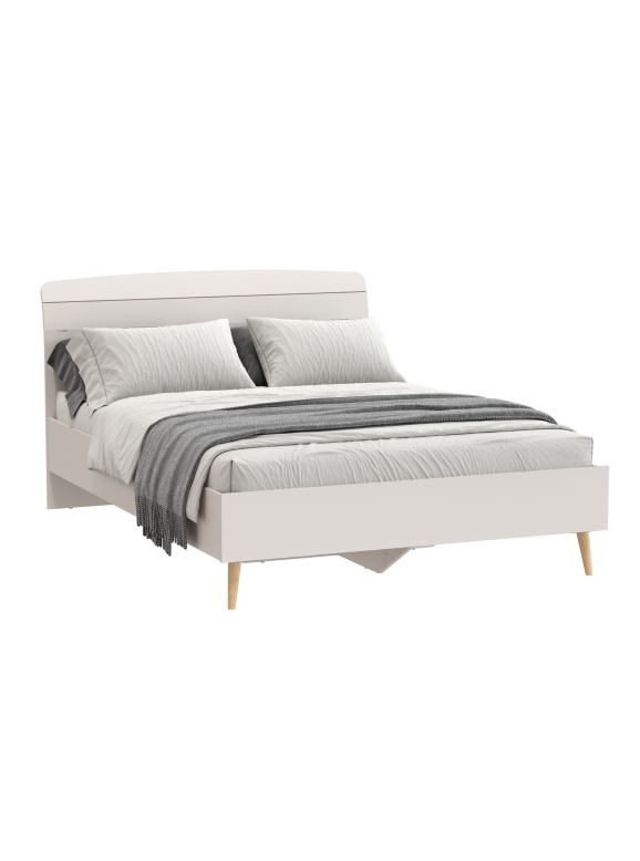 Афина Спальня 4-22911к.с. Кровать 1400, цвет кашемир серый, ШхГхВ 144,6х210,2х95,7 см., сп.м. 1400х2000 мм., б/м, основание есть - фанера, ножки: тик