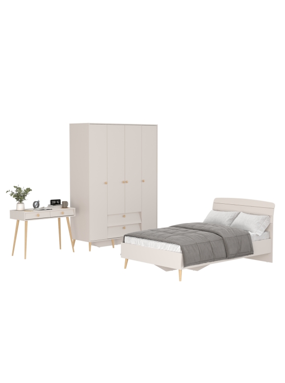 Афина Спальня 14-1200, цвет кашемир серый, сп.м. 1200х2000 мм., б/м, основание есть - фанера