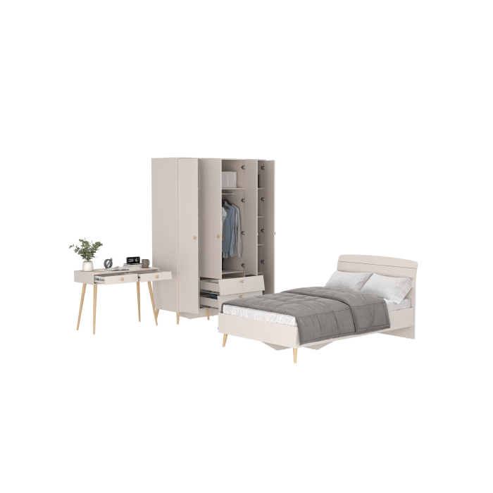 Афина Спальня 14-1200, цвет кашемир серый, сп.м. 1200х2000 мм., б/м, основание есть - фанера