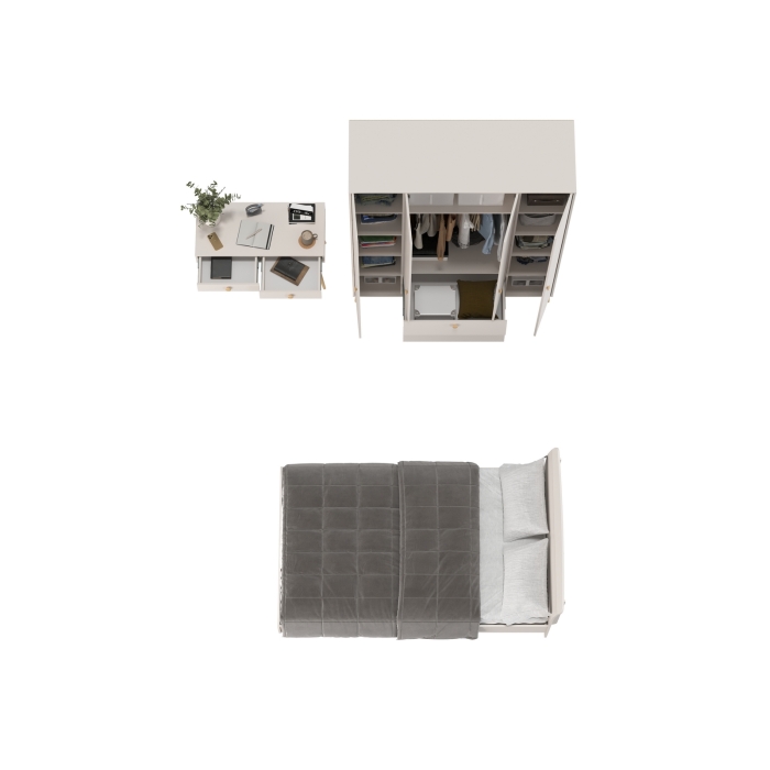 Афина Спальня 14-1200, цвет кашемир серый, сп.м. 1200х2000 мм., б/м, основание есть - фанера