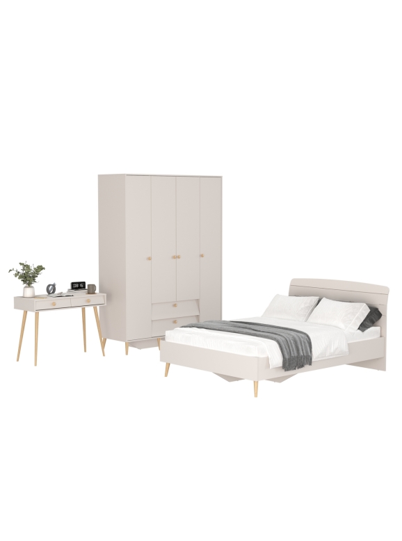 Афина Спальня 14-1400, цвет кашемир серый, сп.м. 1400х2000 мм., б/м, основание есть - фанера