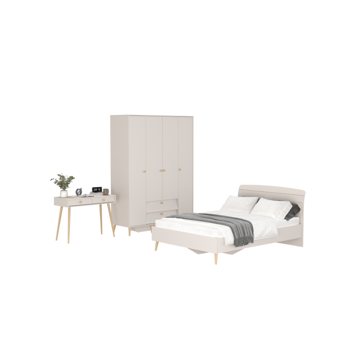 Афина Спальня 14-1400, цвет кашемир серый, сп.м. 1400х2000 мм., б/м, основание есть - фанера