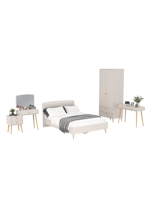 Афина Спальня 08-1400, цвет кашемир серый, сп.м. 1400х2000 мм., б/м, основание есть - фанера