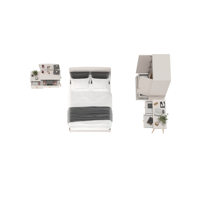 Афина Спальня 08-1400, цвет кашемир серый, сп.м. 1400х2000 мм., б/м, основание есть - фанера