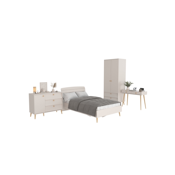 Афина Спальня 06-1200, цвет кашемир серый, сп.м. 1200х2000 мм., б/м, основание есть - фанера