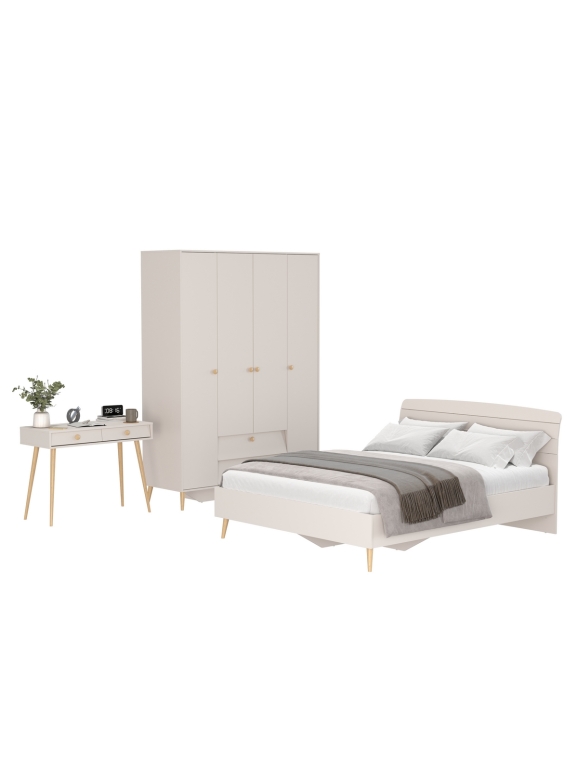 Афина Спальня 14-1600, цвет кашемир серый, сп.м. 1600х2000 мм., б/м, основание есть - фанера