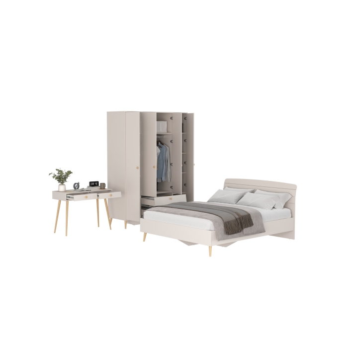 Афина Спальня 14-1600, цвет кашемир серый, сп.м. 1600х2000 мм., б/м, основание есть - фанера