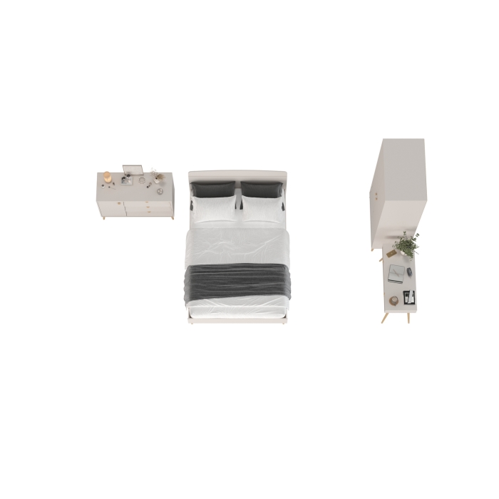 Афина Спальня 06-1400, цвет кашемир серый, сп.м. 1400х2000 мм., б/м, основание есть - фанера