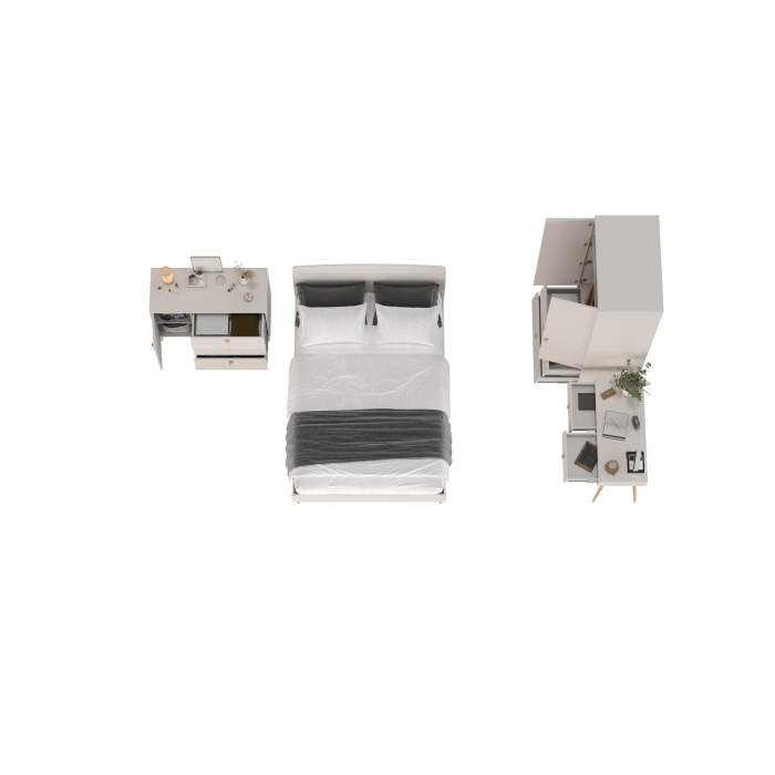 Афина Спальня 06-1400, цвет кашемир серый, сп.м. 1400х2000 мм., б/м, основание есть - фанера