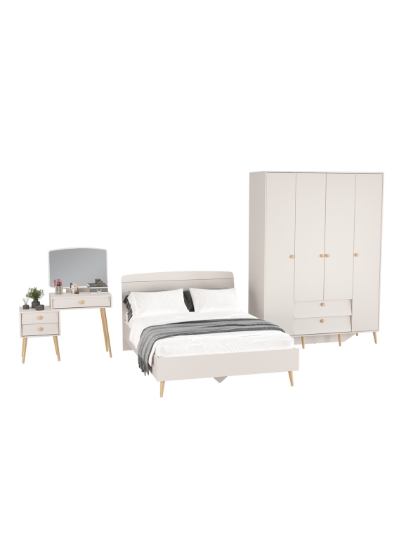 Афина Спальня 10-1400, цвет кашемир серый, сп.м. 1400х2000 мм., б/м, основание есть - фанера