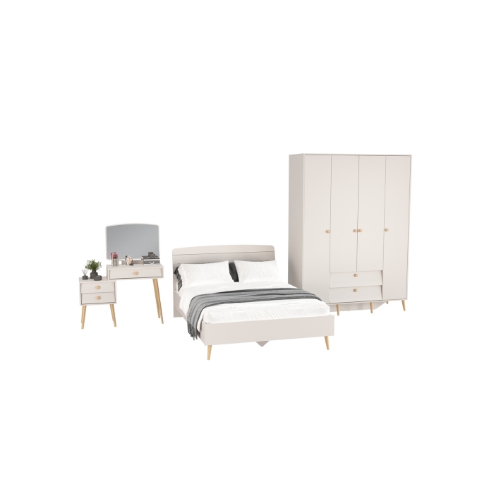 Афина Спальня 10-1400, цвет кашемир серый, сп.м. 1400х2000 мм., б/м, основание есть - фанера