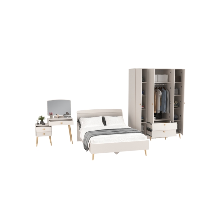 Афина Спальня 10-1400, цвет кашемир серый, сп.м. 1400х2000 мм., б/м, основание есть - фанера