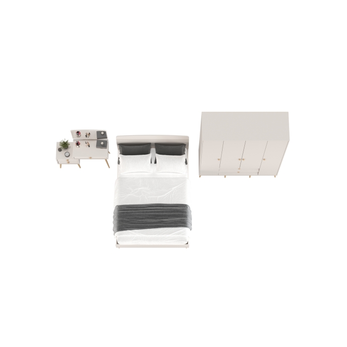 Афина Спальня 10-1400, цвет кашемир серый, сп.м. 1400х2000 мм., б/м, основание есть - фанера