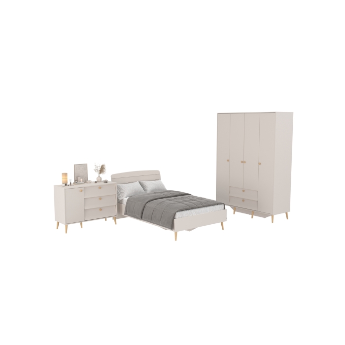 Афина Спальня 11-1200, цвет кашемир серый, сп.м. 1200х2000 мм., б/м, основание есть - фанера