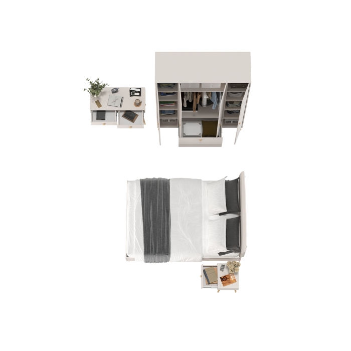 Афина Спальня 33-1400, цвет кашемир серый, сп.м. 1400х2000 мм., б/м, основание есть - фанера