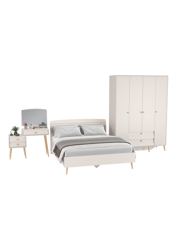 Афина Спальня 10-1600, цвет кашемир серый, сп.м. 1600х2000 мм., б/м, основание есть - фанера