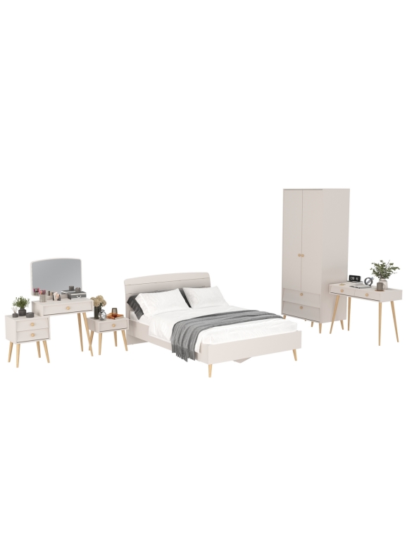 Афина Спальня 27-1400, цвет кашемир серый, сп.м. 1400х2000 мм., б/м, основание есть - фанера