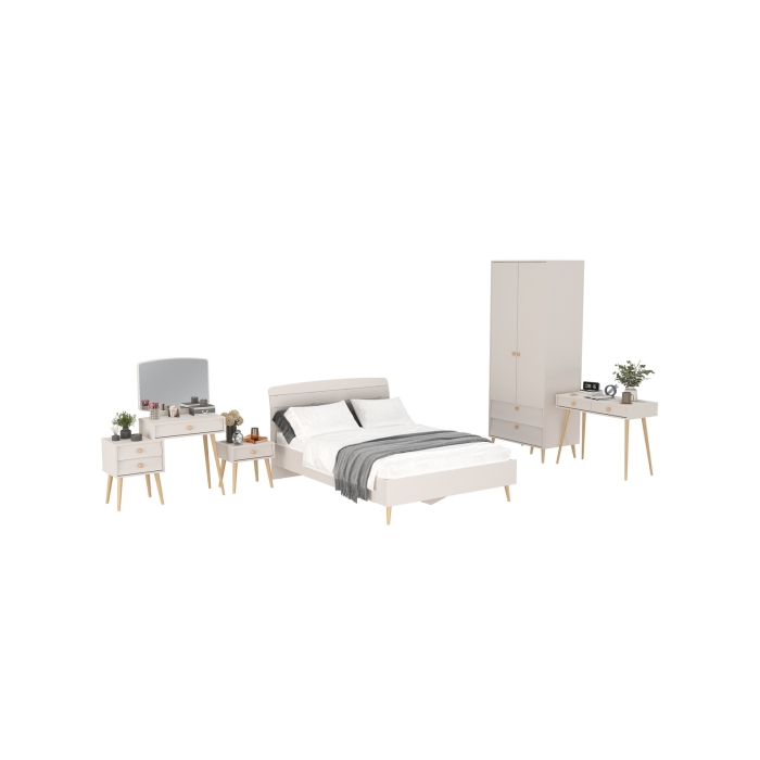 Афина Спальня 27-1400, цвет кашемир серый, сп.м. 1400х2000 мм., б/м, основание есть - фанера