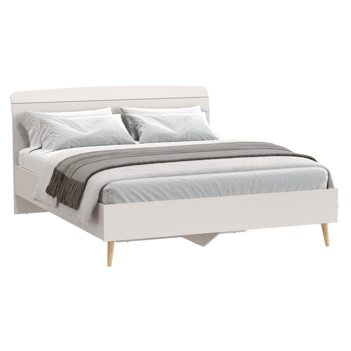 Афина Спальня 4-22901М1к.с. Кровать 1600, цвет кашемир серый, ШхГхВ 164,6х210,2х95,6 см., сп.м. 1600х2000 мм, б/м, основание есть - фанера, ножки: тик