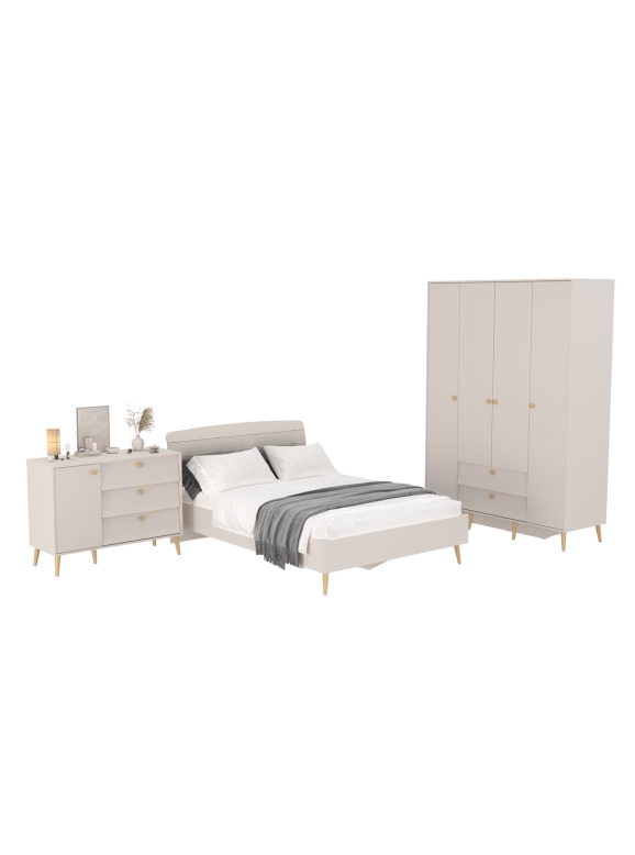 Афина Спальня 11-1400, цвет кашемир серый, сп.м. 1400х2000 мм., б/м, основание есть - фанера