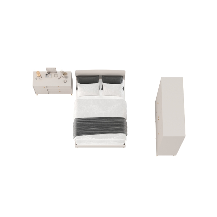 Афина Спальня 11-1400, цвет кашемир серый, сп.м. 1400х2000 мм., б/м, основание есть - фанера