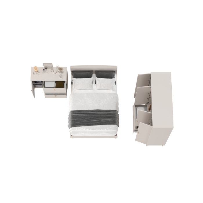 Афина Спальня 11-1400, цвет кашемир серый, сп.м. 1400х2000 мм., б/м, основание есть - фанера