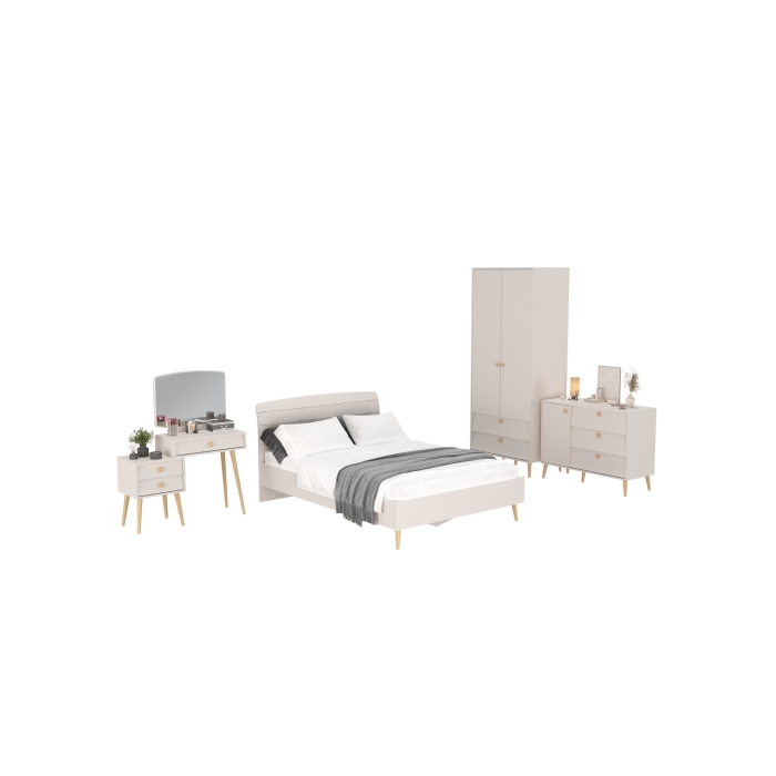 Афина Спальня 05-1400, цвет кашемир серый, сп.м. 1400х2000 мм., б/м, основание есть - фанера