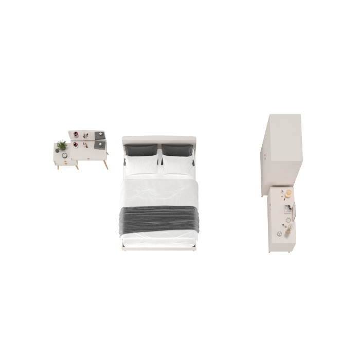 Афина Спальня 05-1400, цвет кашемир серый, сп.м. 1400х2000 мм., б/м, основание есть - фанера