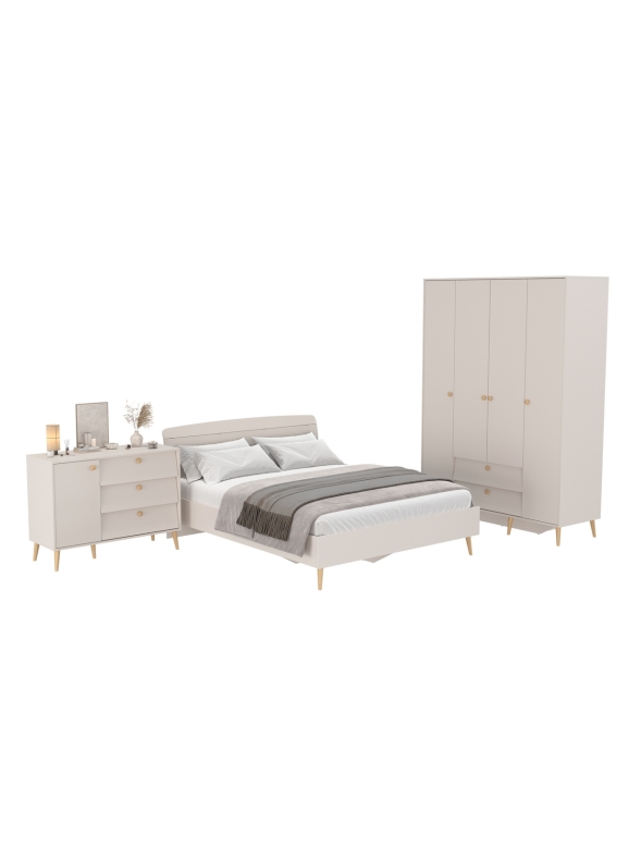 Афина Спальня 11-1600, цвет кашемир серый, сп.м. 1600х2000 мм., б/м, основание есть - фанера