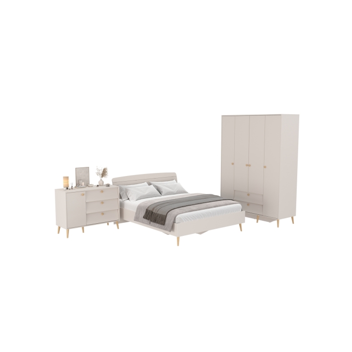 Афина Спальня 11-1600, цвет кашемир серый, сп.м. 1600х2000 мм., б/м, основание есть - фанера