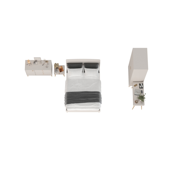 Афина Спальня 25-1400, цвет кашемир серый, сп.м. 1400х2000 мм., б/м, основание есть - фанера