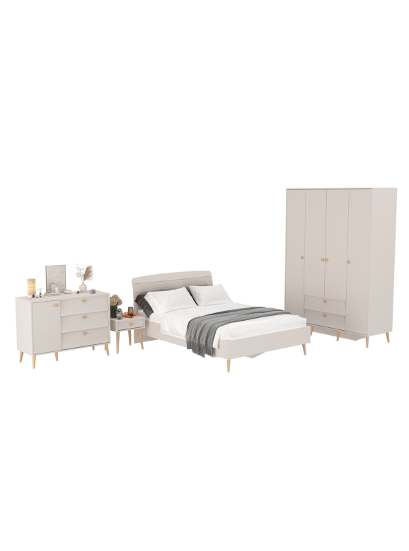 Афина Спальня 30-1400, цвет кашемир серый, сп.м. 1400х2000 мм., б/м, основание есть - фанера