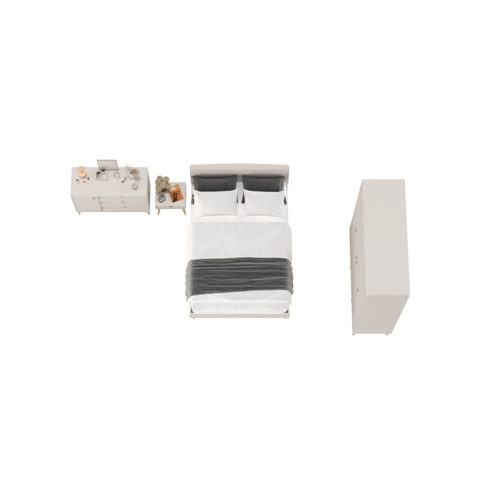 Афина Спальня 30-1400, цвет кашемир серый, сп.м. 1400х2000 мм., б/м, основание есть - фанера