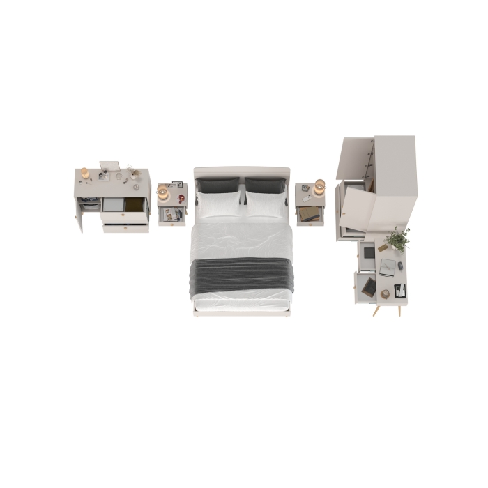 Афина Спальня 01-1400, цвет кашемир серый, сп.м. 1400х2000 мм., б/м, основание есть - фанера