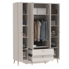 Афина Спальня 4-75930М1к.с. Шкаф 4-х дверный с двумя ящиками, цвет кашемир серый, ШхГхВ 160х56,3х220 см., цвет ножек: тик