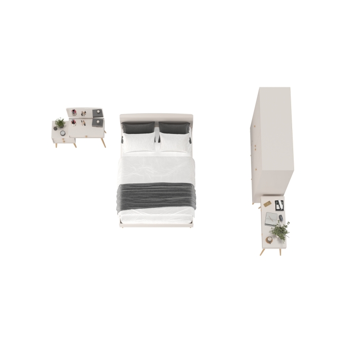 Афина Спальня 15-1400, цвет кашемир серый, сп.м. 1400х2000 мм., б/м, основание есть - фанера