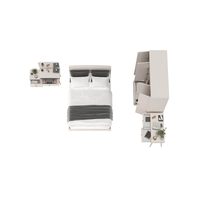 Афина Спальня 15-1400, цвет кашемир серый, сп.м. 1400х2000 мм., б/м, основание есть - фанера