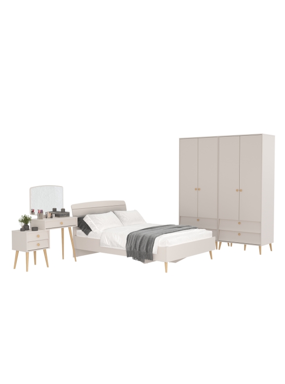 Афина Спальня 17-1400, цвет кашемир серый, сп.м. 1400х2000 мм., б/м, основание есть - фанера