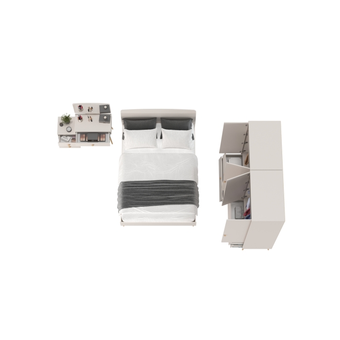 Афина Спальня 17-1400, цвет кашемир серый, сп.м. 1400х2000 мм., б/м, основание есть - фанера