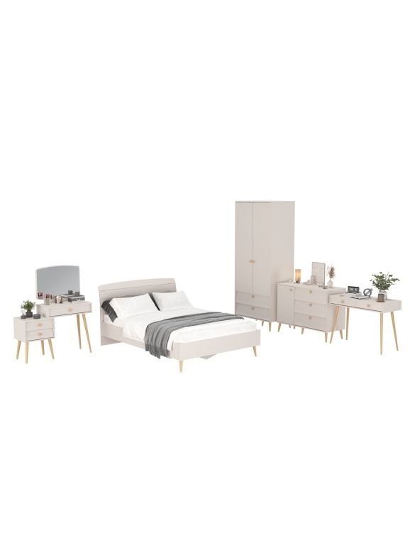 Афина Спальня 09-1400, цвет кашемир серый, сп.м. 1400х2000 мм., б/м, основание есть - фанера