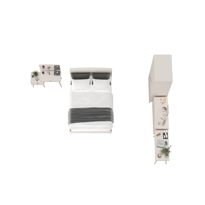 Афина Спальня 09-1400, цвет кашемир серый, сп.м. 1400х2000 мм., б/м, основание есть - фанера