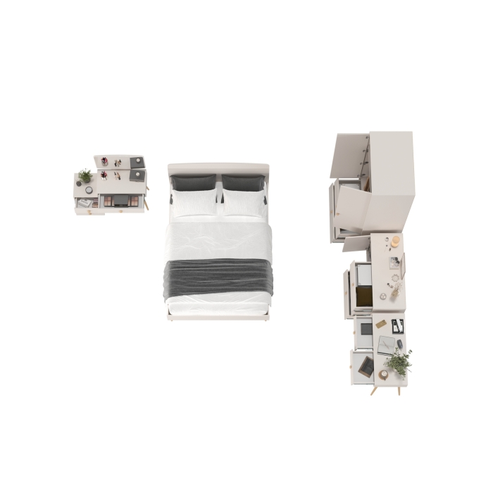 Афина Спальня 09-1400, цвет кашемир серый, сп.м. 1400х2000 мм., б/м, основание есть - фанера