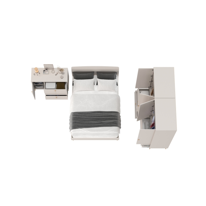 Афина Спальня 18-1400, цвет кашемир серый, сп.м. 1400х2000 мм., б/м, основание есть - фанера