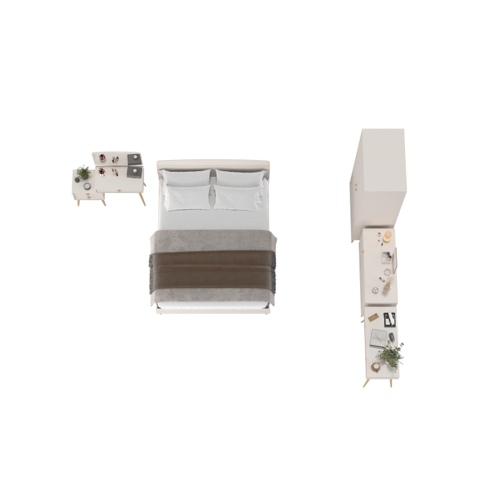 Афина Спальня 09-1600, цвет кашемир серый, сп.м. 1600х2000 мм., б/м, основание есть - фанера