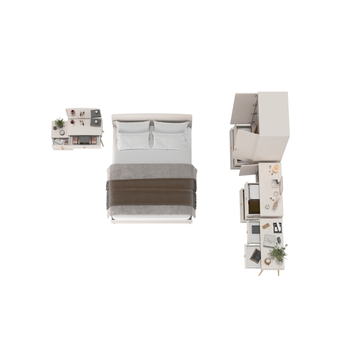 Афина Спальня 09-1600, цвет кашемир серый, сп.м. 1600х2000 мм., б/м, основание есть - фанера