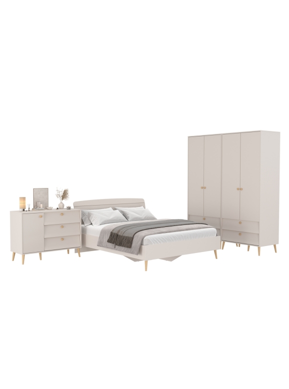 Афина Спальня 18-1600, цвет кашемир серый, сп.м. 1600х2000 мм., б/м, основание есть - фанера